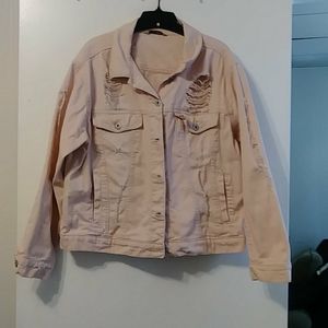 Highway Jeans  Pink Distressed Jean Jacket